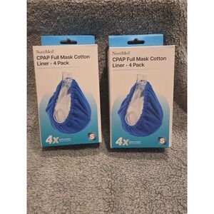 LOT 2 Pks of 4 ea = 8 NuvoMed CPAP FULL FACE MASK COTTON LINERS Covers NEW SZ S